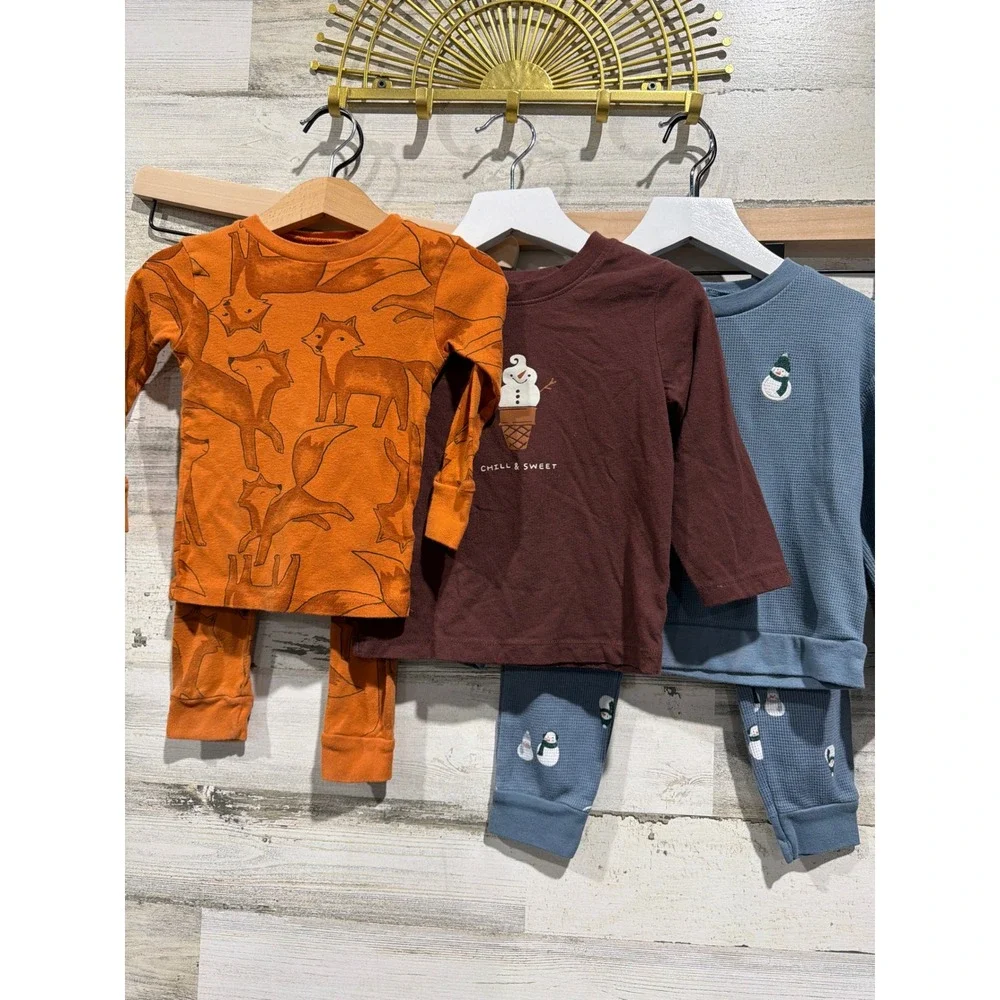 Carter's Old Navy Boys 18-24M Bundle Fox Snowman Bundle PJ Lounge Casual‎ GUC